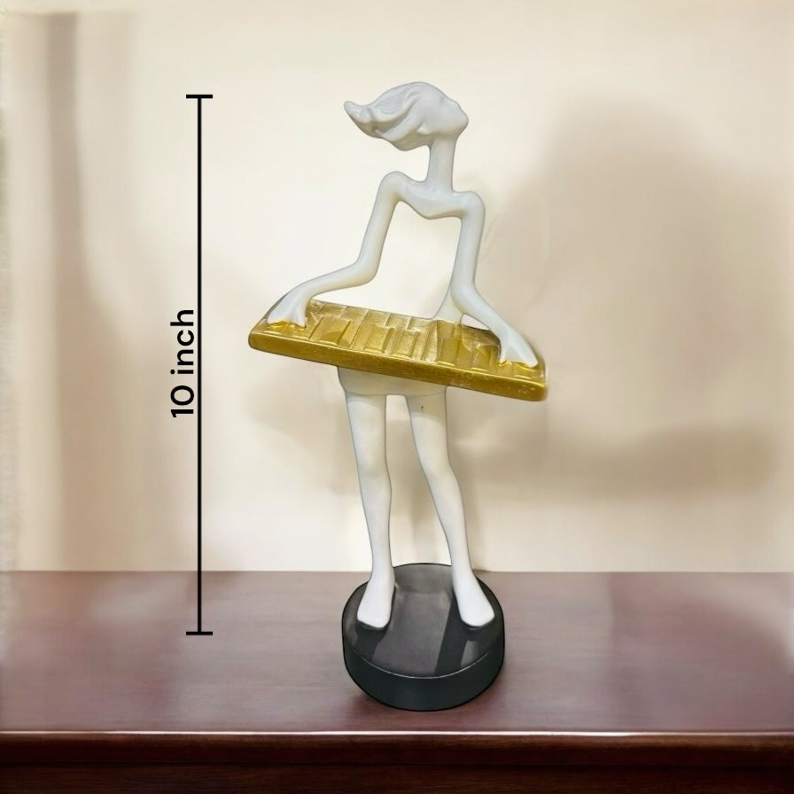 Abstract Girl With Golden Plate Showpiece for Home Decor Interior Booster