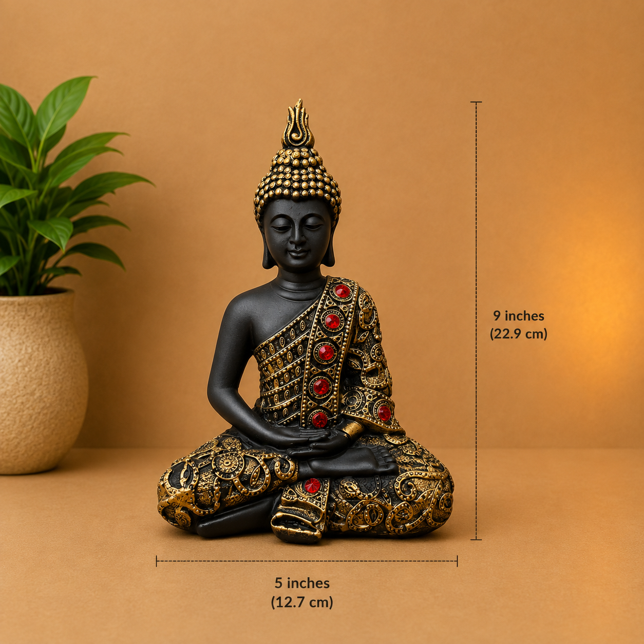 Premium Black & Blue Meditating Buddha Showpiece | Resin Decorative Idol for Home & Office
