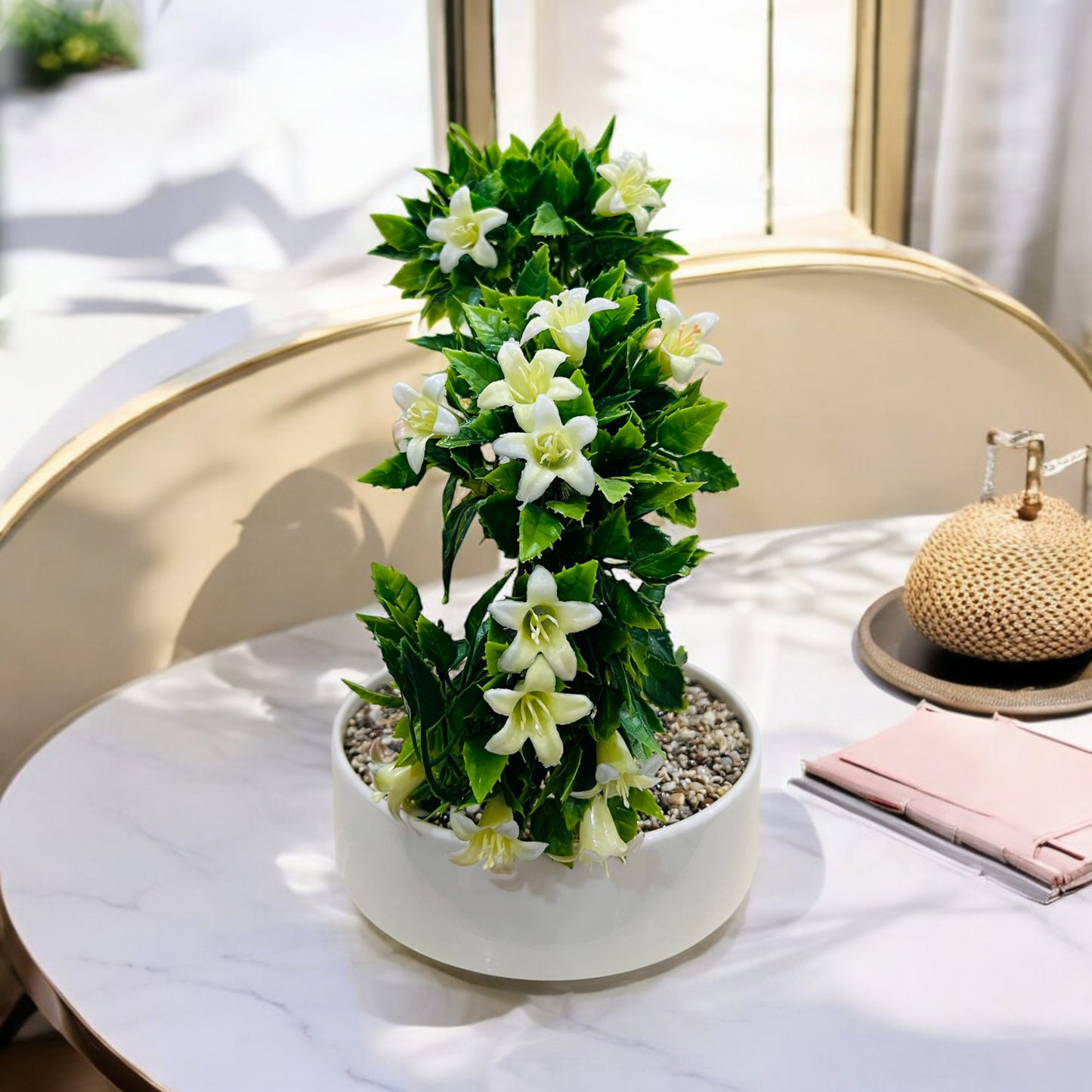 Artificial Bonsai Tree in Ceramic Pot with Pebbles
