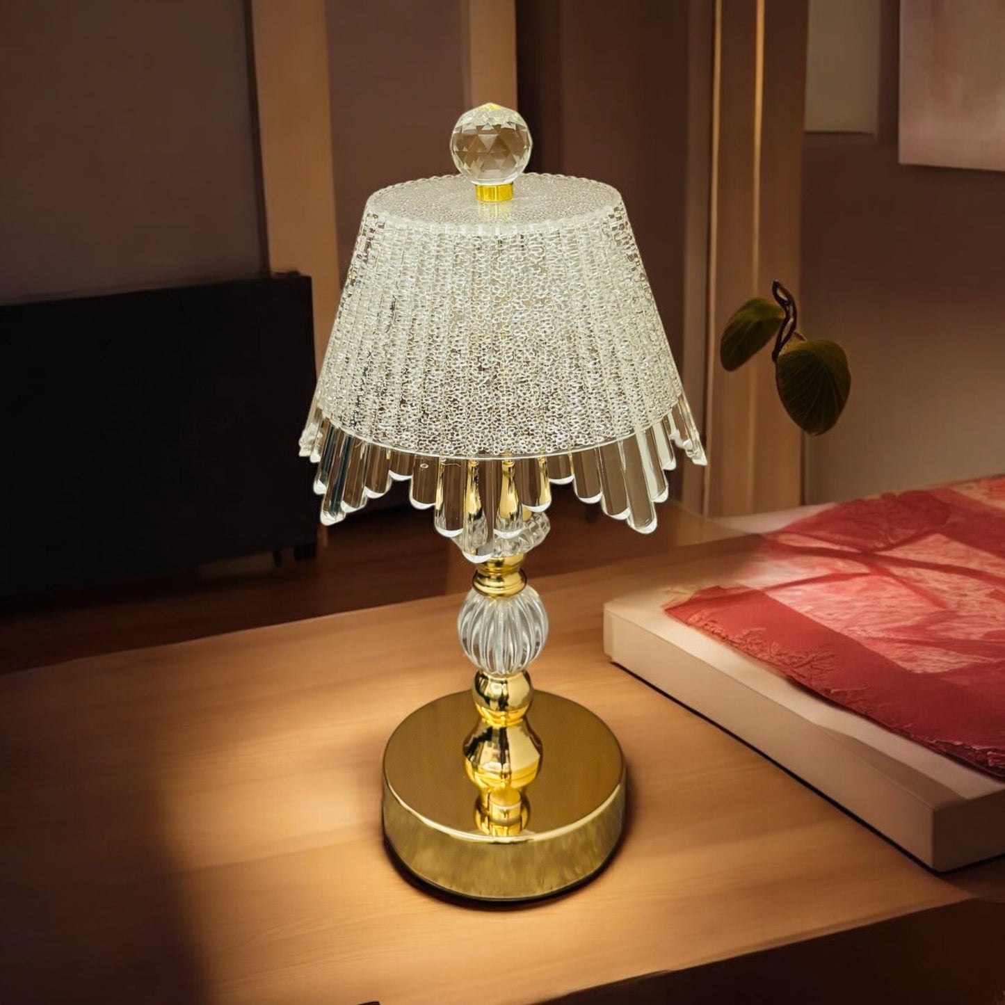 Elegant Crystal Potable Lamp with 3 Light Modes