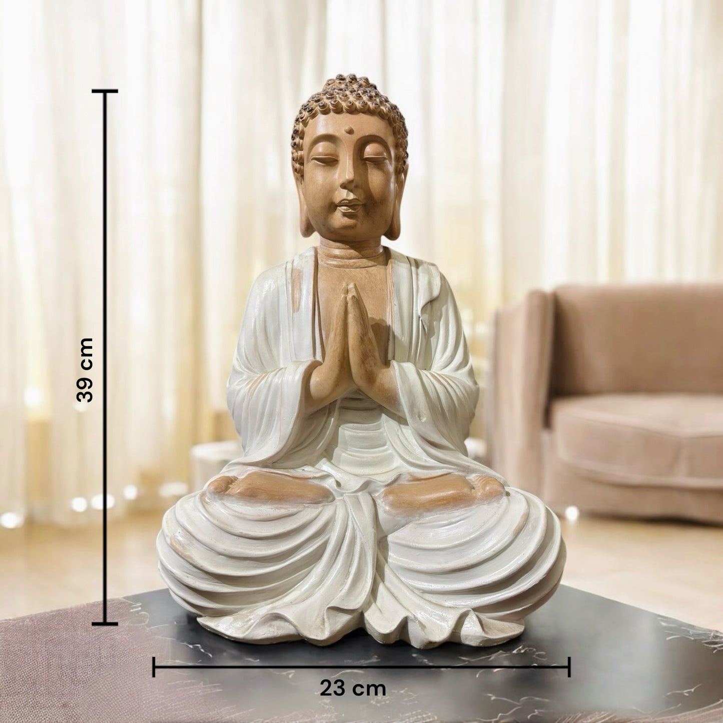 White and Brown Enlightened Buddha Showpiece