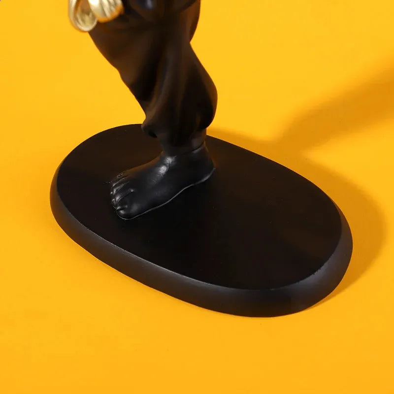 Elegant French Bulldog Butler Tray – Black & Gold Decorative Stand for Home Decor
