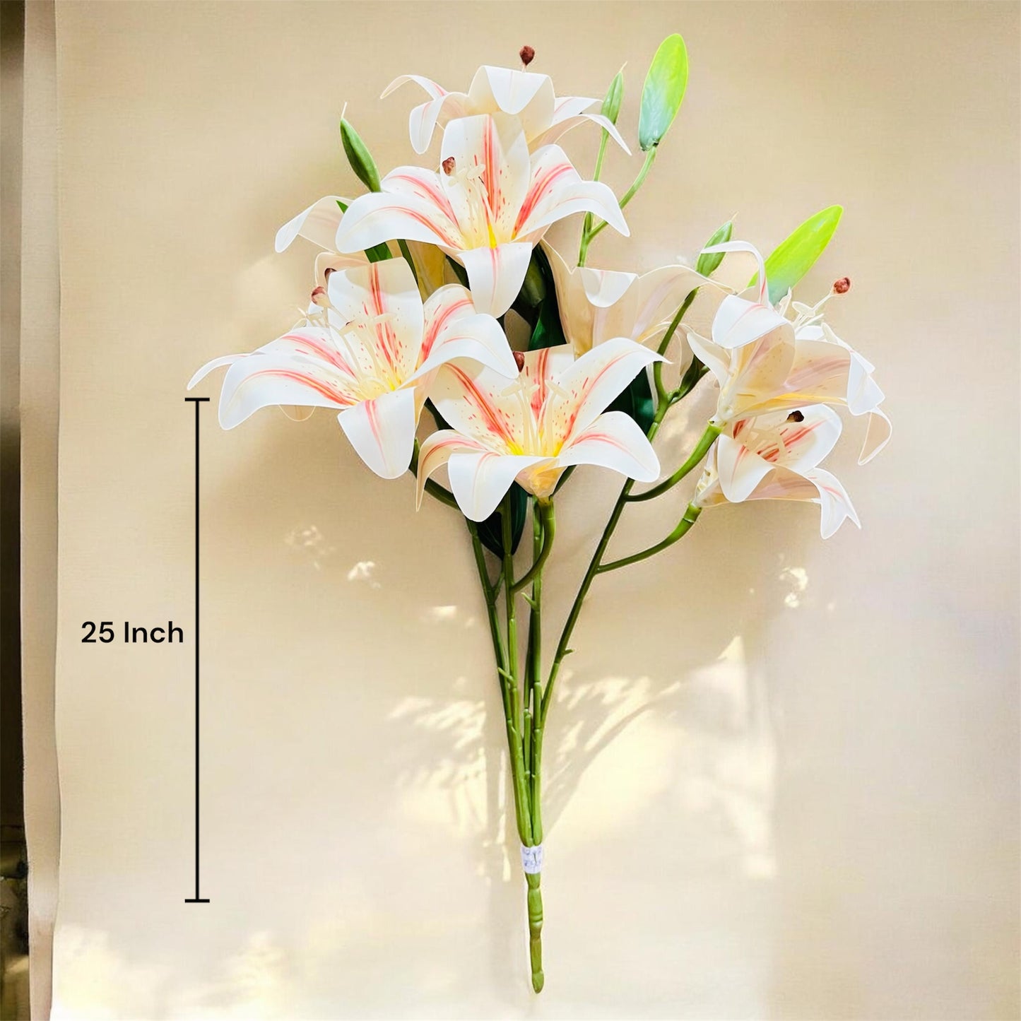 Artificial Lily Flower Bunch for Home and Office Decor, 25 Inch