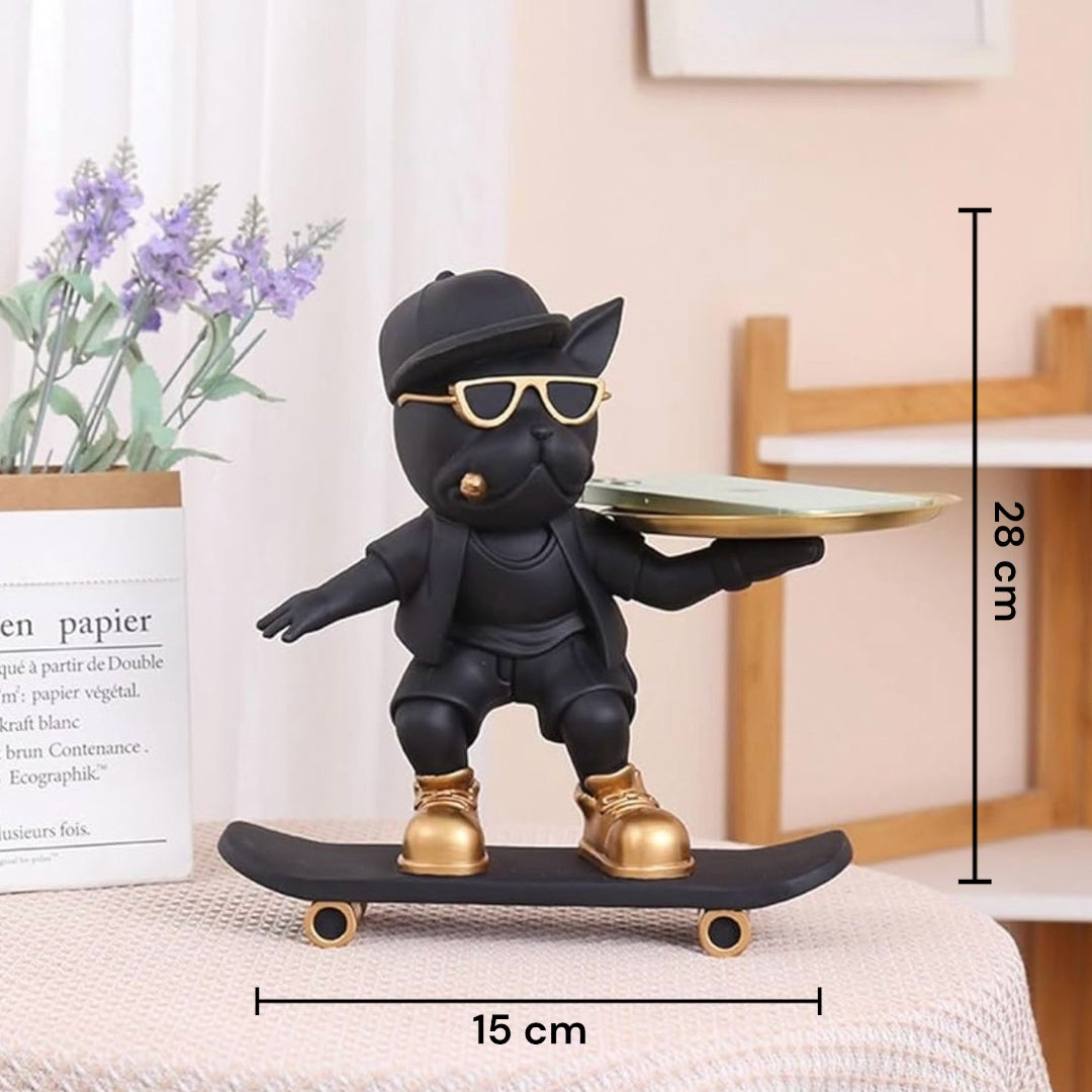 Skating Dog Statue for Home Decor