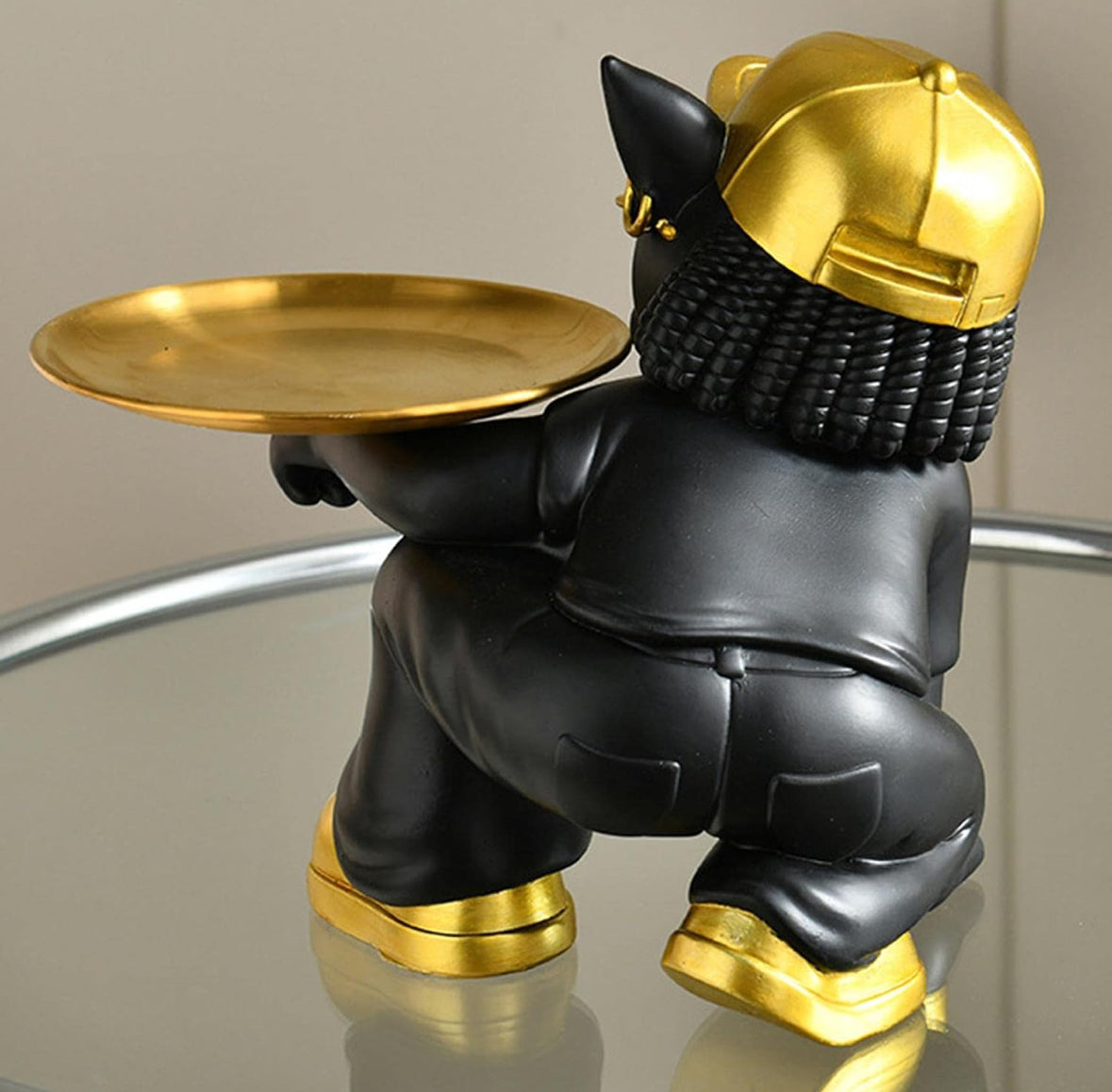 French Bulldog Sculpture Storage Tray Statue for Bookshelf Porch