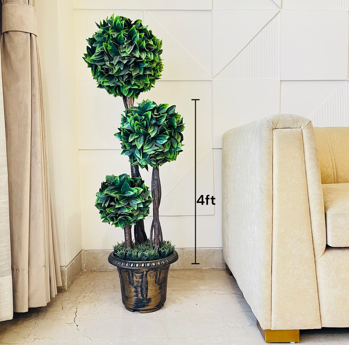 Artificial Boxwood Green Topiary Plant 4 Feet for Home and Office Decor