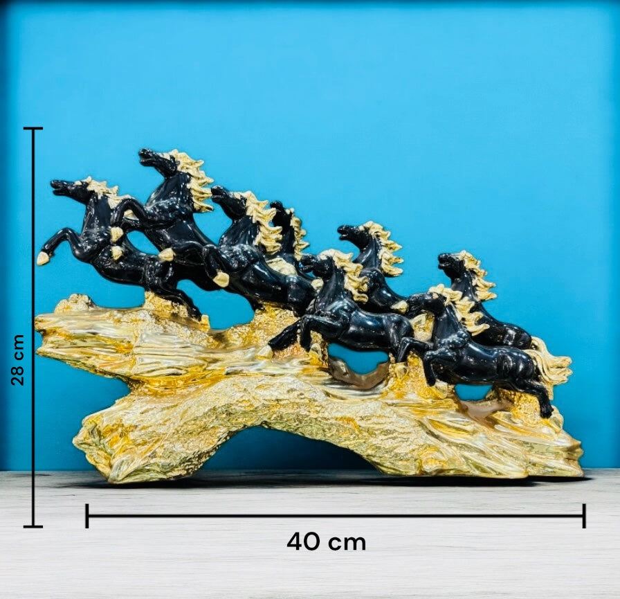 Equestrian Elegance Horses Decorative Showpiece - Black