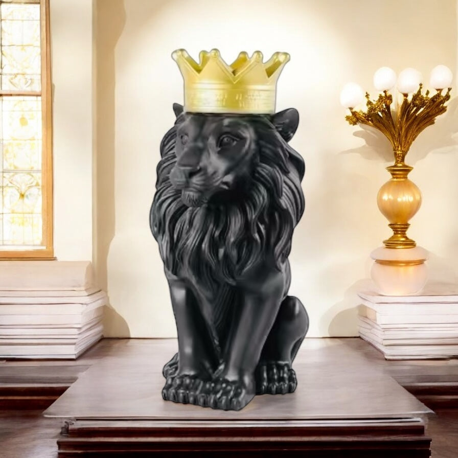 Royal Lion Crown Tabletop Decorative showpiece - Black