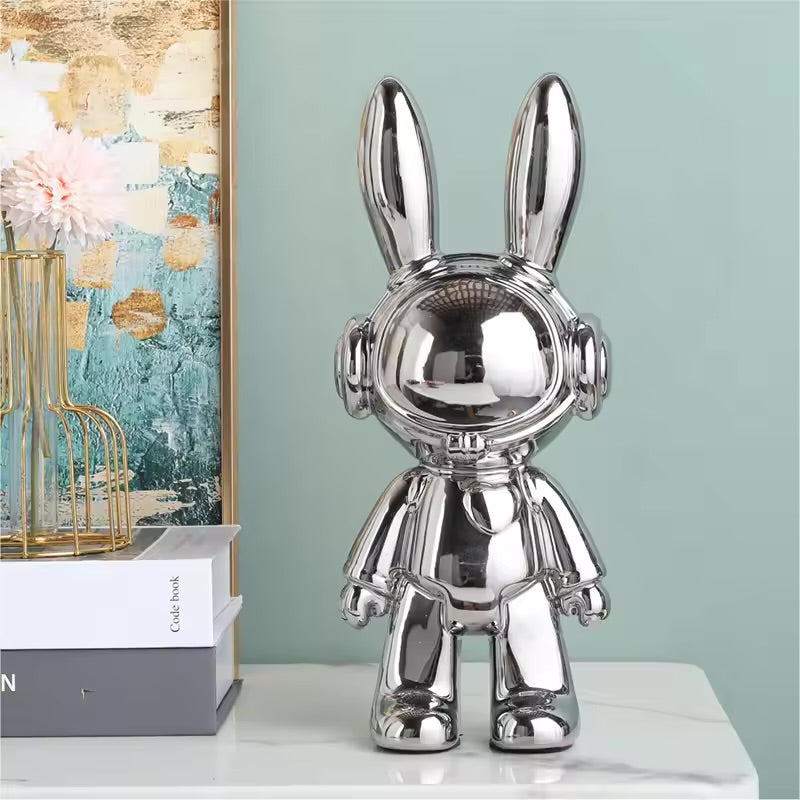 Space Rabbit Desktop Decorations Accessory Home Decor Creative Ceramic Craft Animal