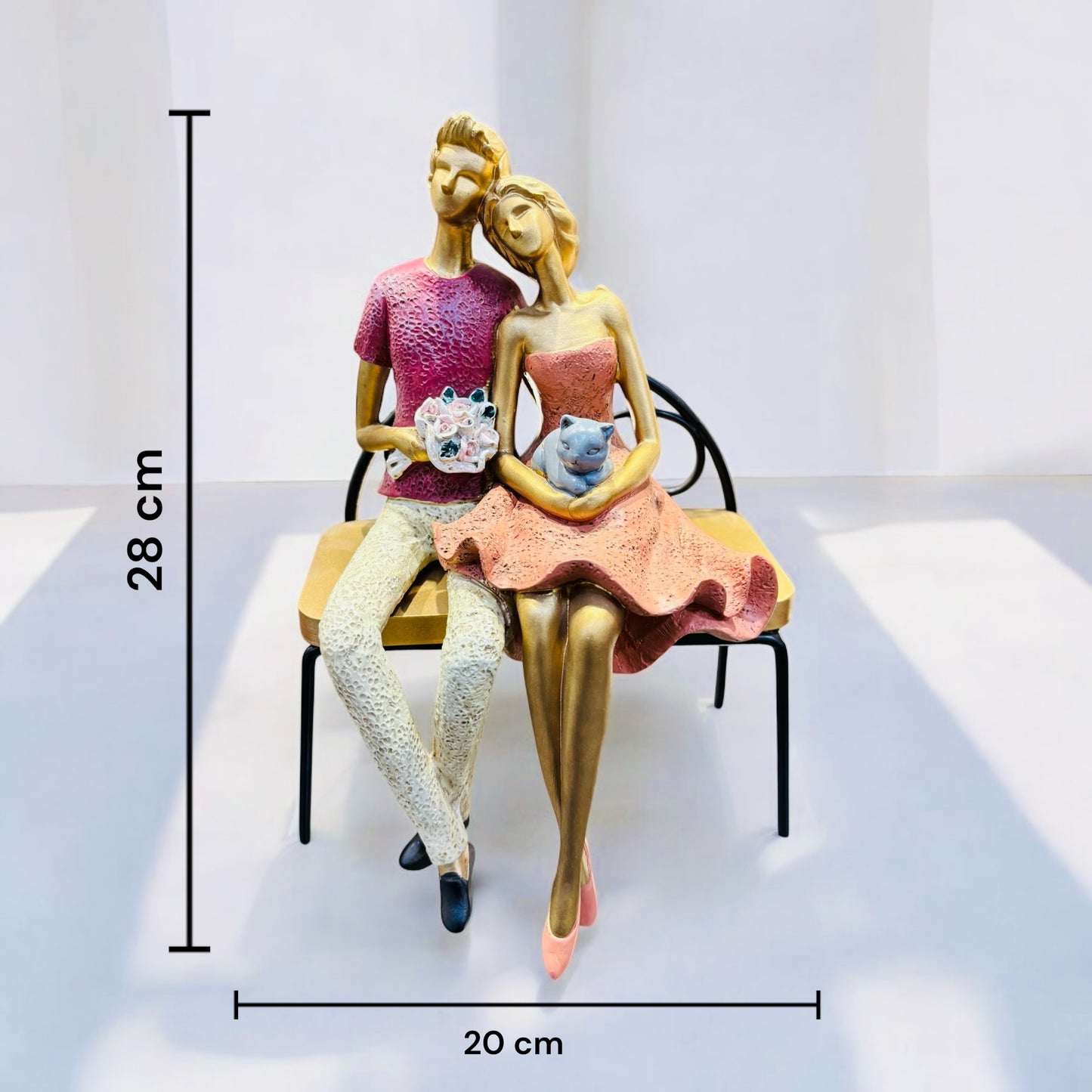 Romantic Duo on Bench Statue Ideal for Home Decor