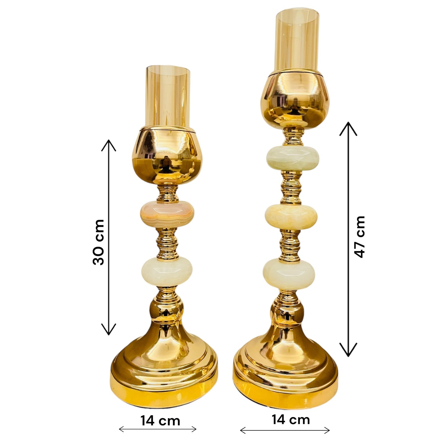 Elegant Onyx Marble Candle Stand- set of 2