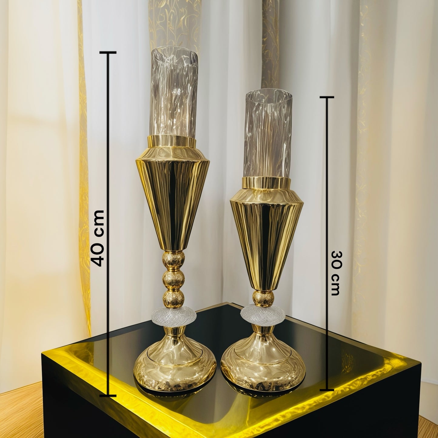 Elegant Golden Metal Candle Holders set of 2