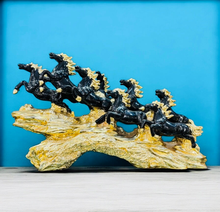 Equestrian Elegance Horses Decorative Showpiece - Black
