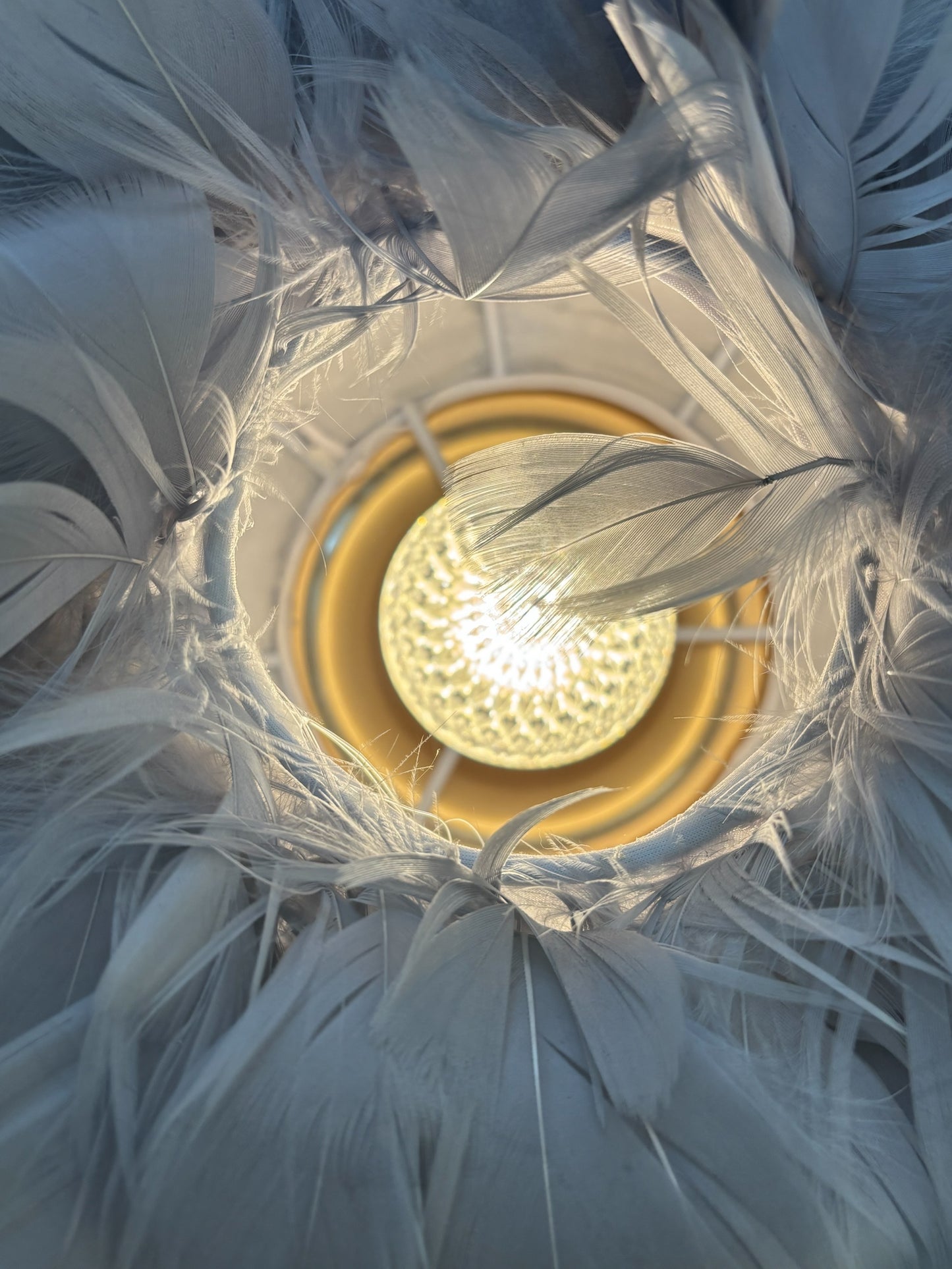 Grey Feather Glow Table Lamp for Home Decor
