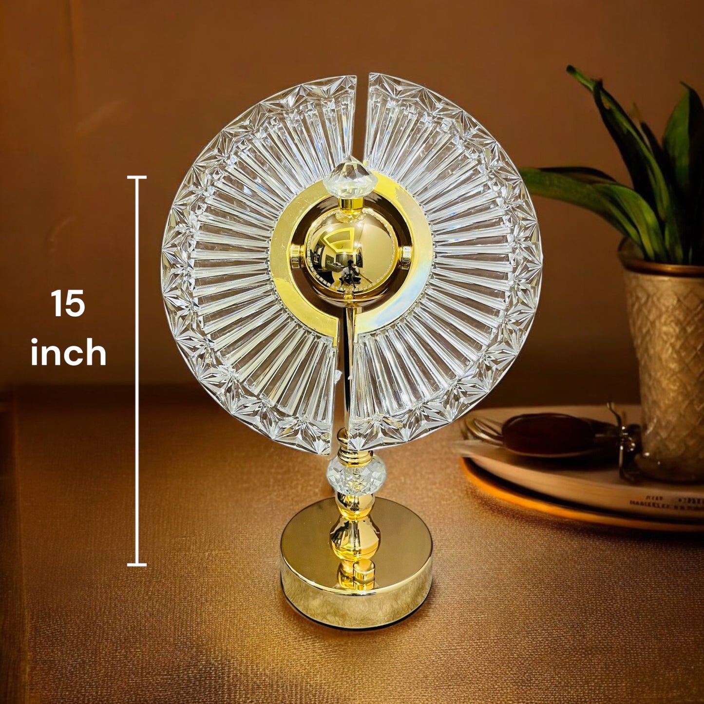 Versatile Circular Crystal Table Lamp with 3 Light Modes and Adjustable Brightness and Shape