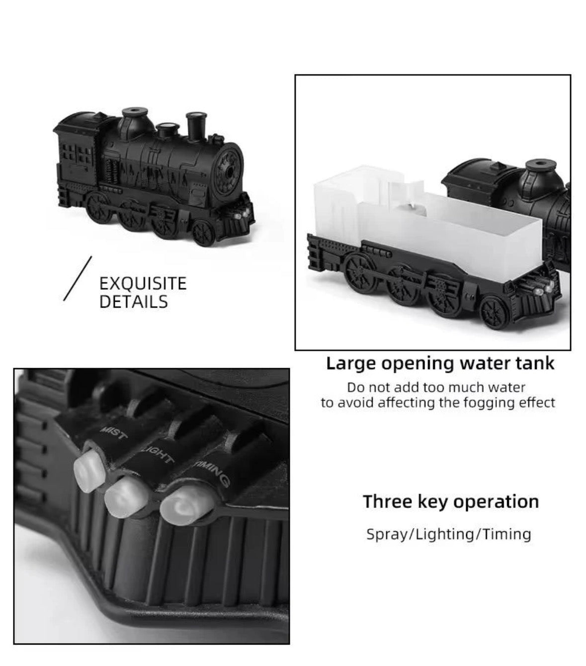 Vintage Train-Shaped Double Mist Humidifier & Aroma Diffuser
