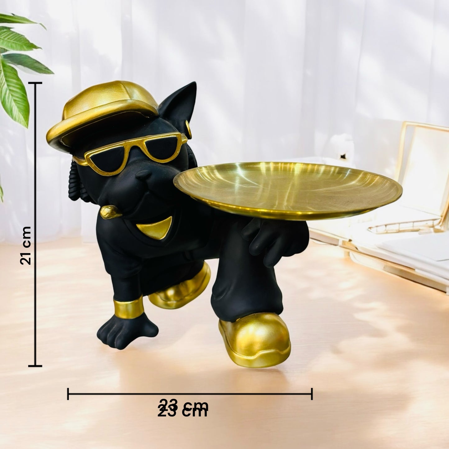 French Bulldog Sculpture Storage Tray Statue for Bookshelf Porch