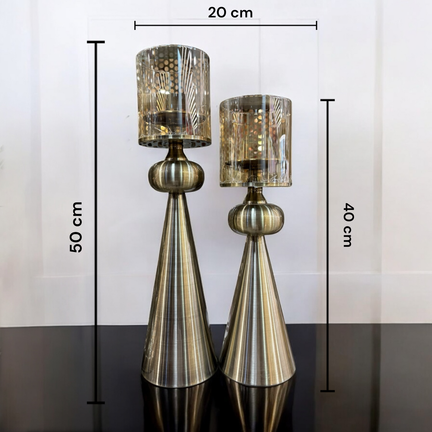 Elegant Unique Color Metal Candle Holder Set of 2 for Home Decor