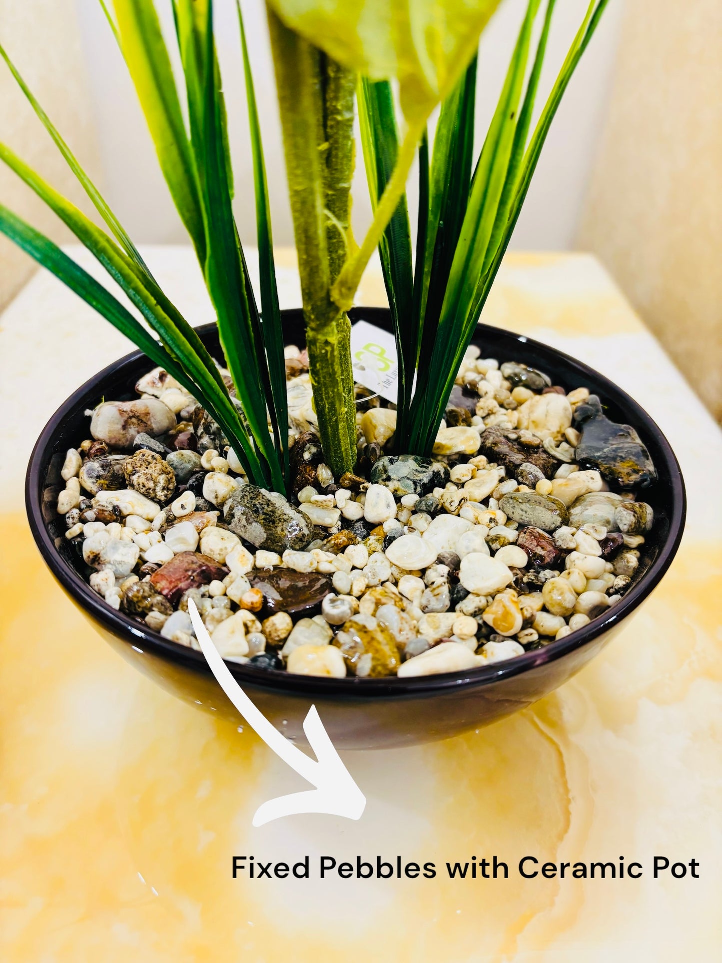 Artificial Sunflower Plant in Ceramic Pot with Pebbles – Realistic Home Decor Accent