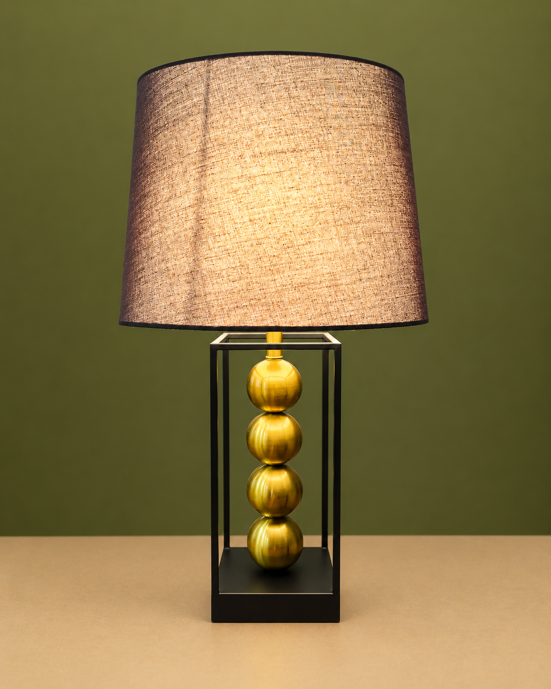 Modern Metal Ball Frame Table Lamp with Fabric Shade, 20 Inches