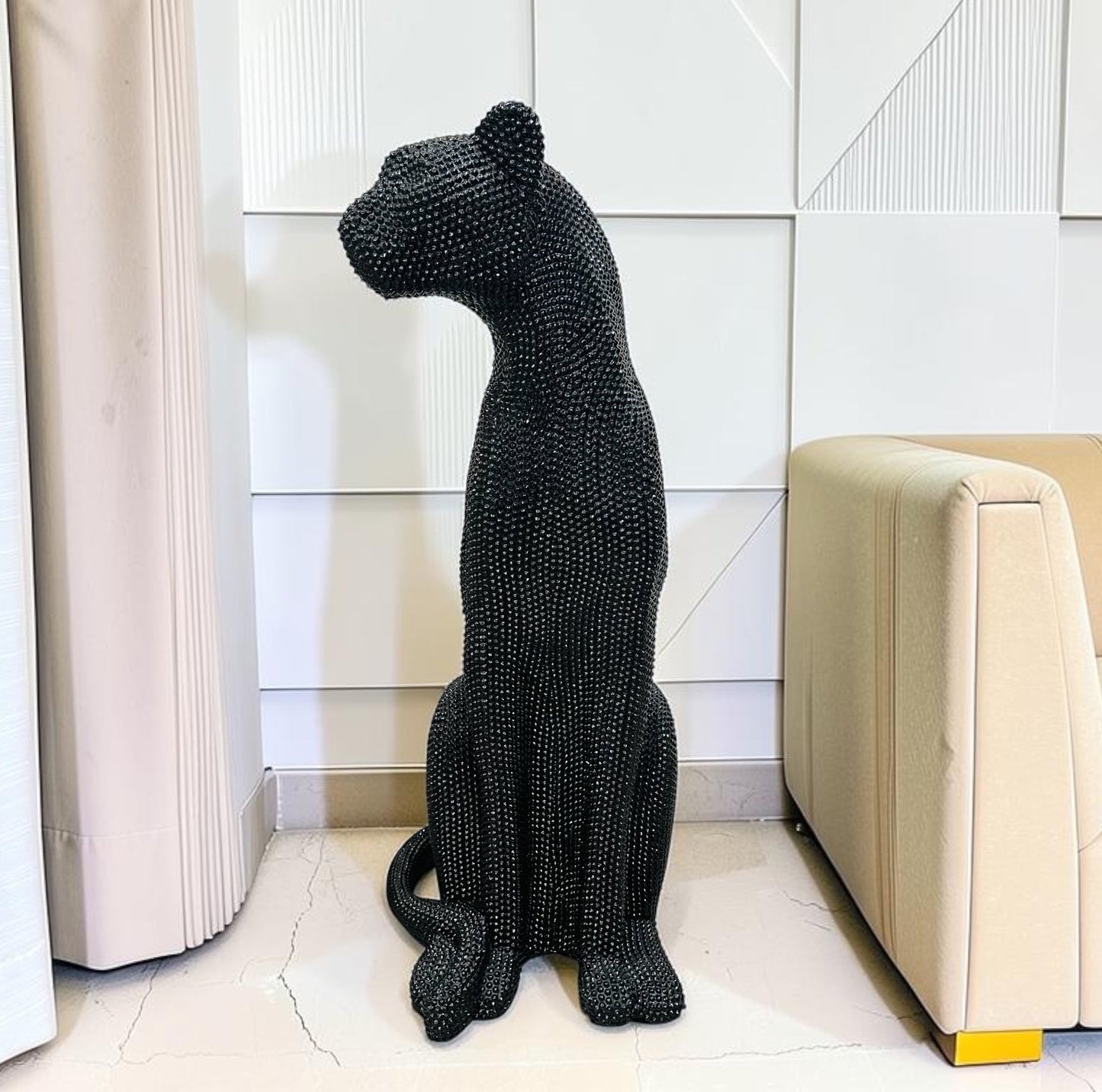 Studden Resin Black Panther Statue- Home Decor Showpiece