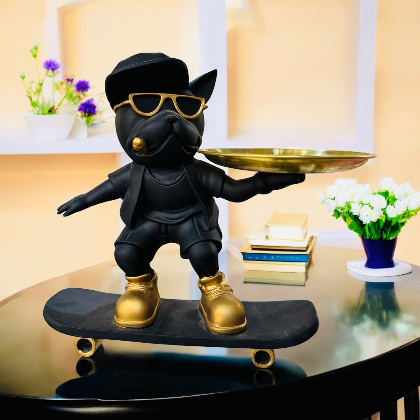 Skating Dog Statue for Home Decor