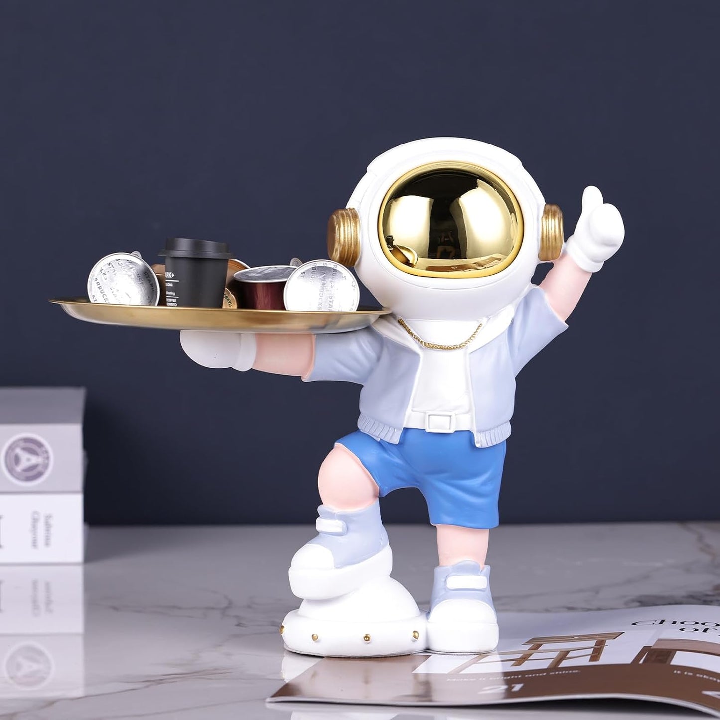 Charming Astronaut-Themed Tray Decor Showpiece