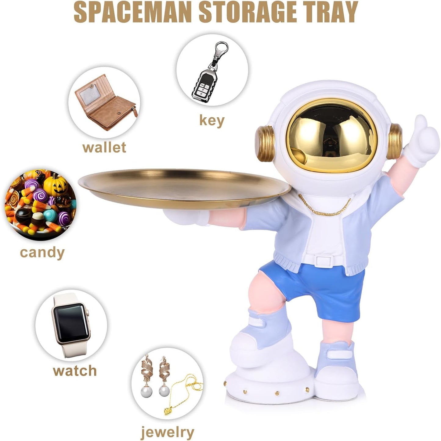 Charming Astronaut-Themed Tray Decor Showpiece
