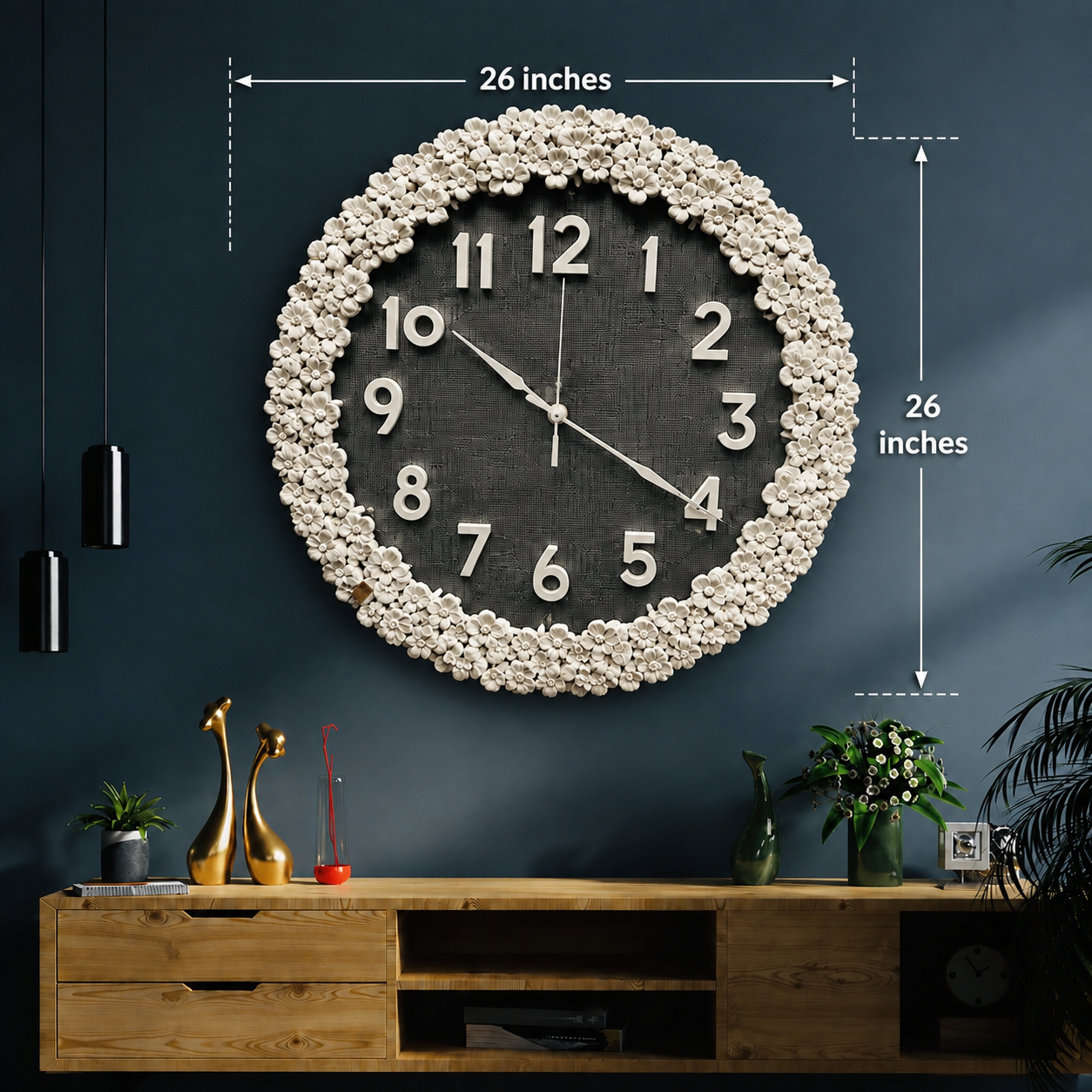 Luxury Floral Petal Wall Clock – Elegant 3D Flower Frame Decorative Clock