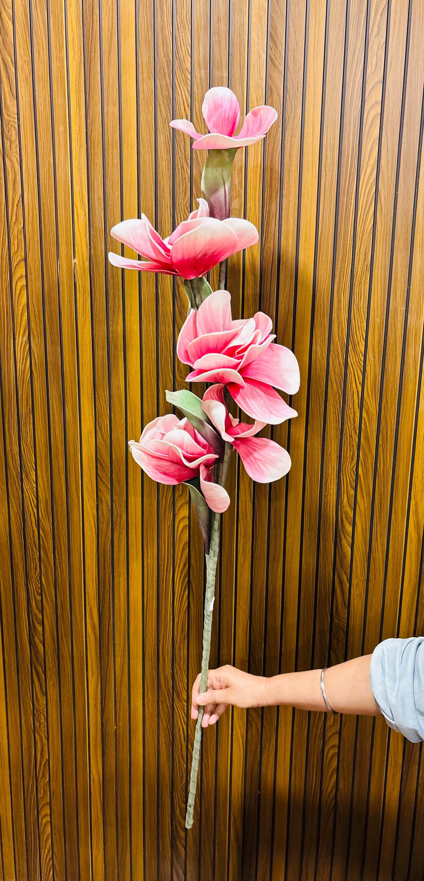 Premium Artificial Magnolia Flower Stem – 40 Inches | Tall Decorative Floral Stem for Floor Vases