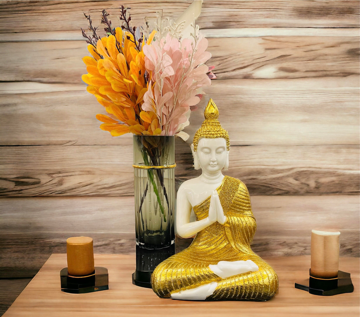 White and Gold Enlightened Buddha Showpiece
