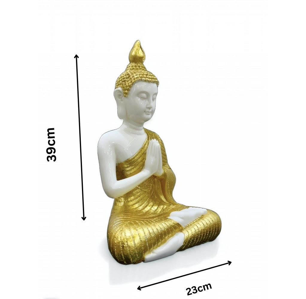 White and Gold Enlightened Buddha Showpiece