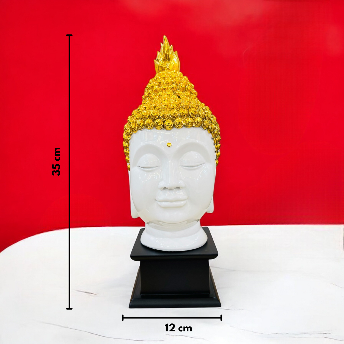 Buddha Face Blessing Decorative Showpiece White and Gold