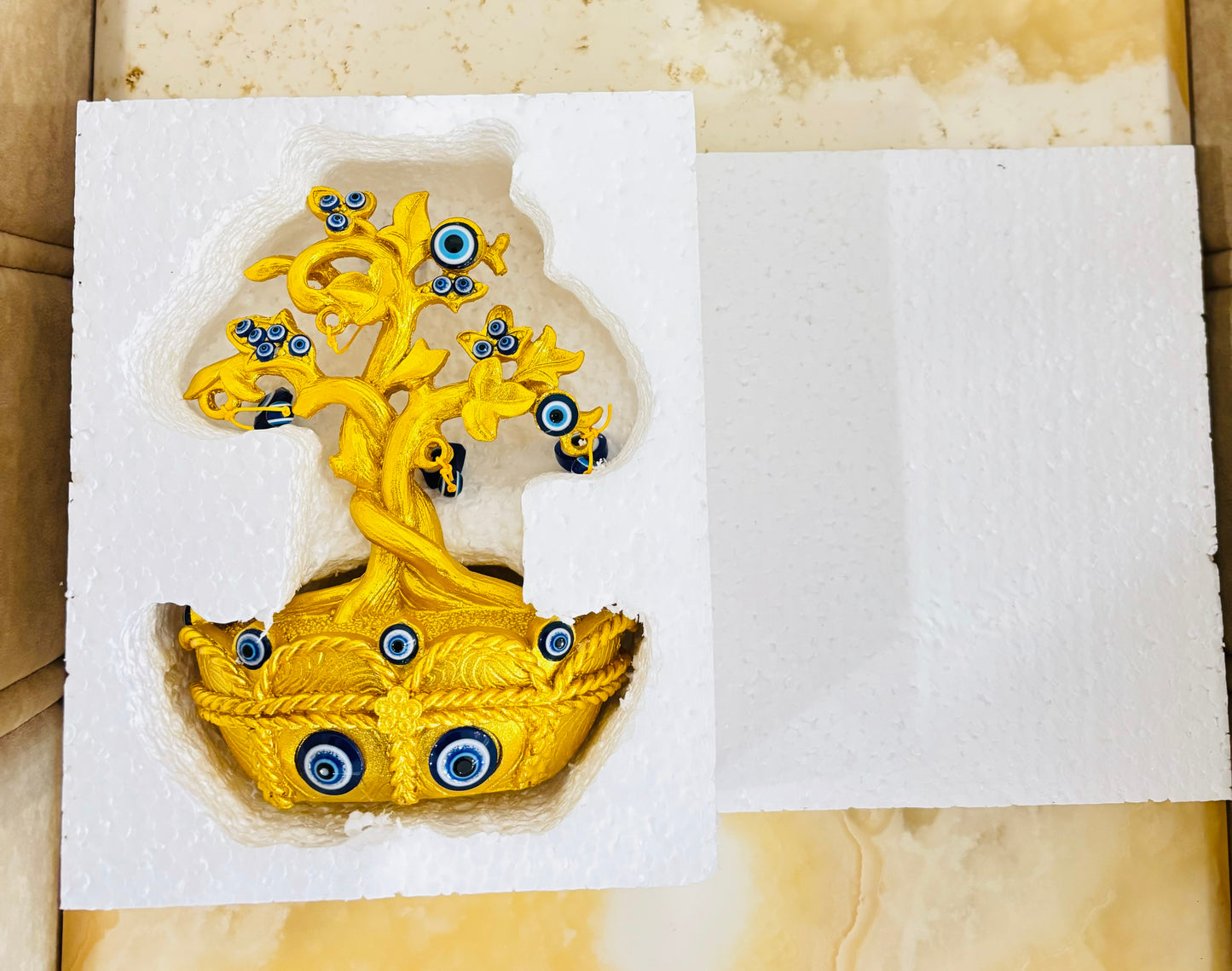 Golden Evil Eye Tree: Protection & Prosperity Ideal for Home Decor