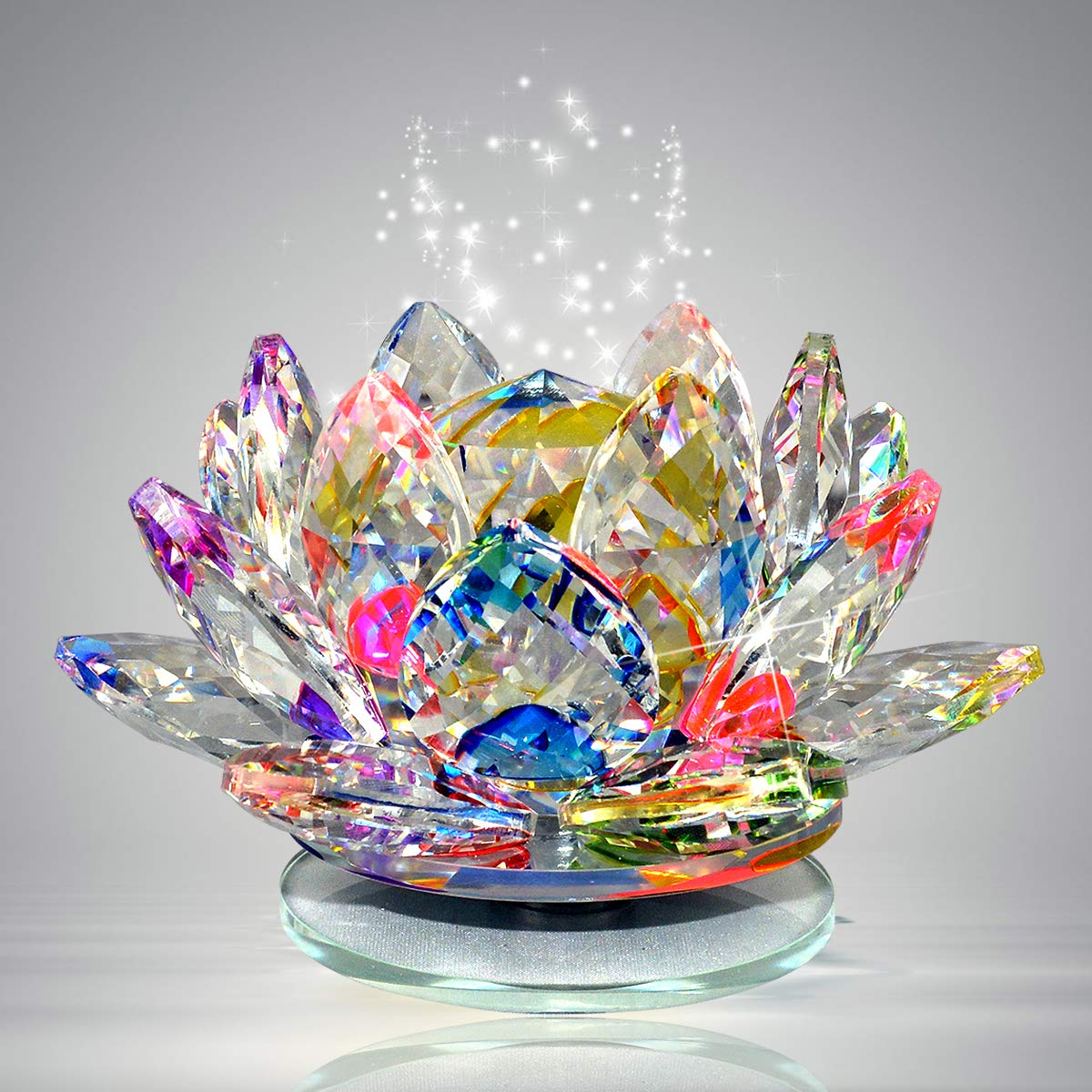 Vaastu Transparent Crystal Lotus for Positive Energy A Gift Item for Good Luck & Prosperity