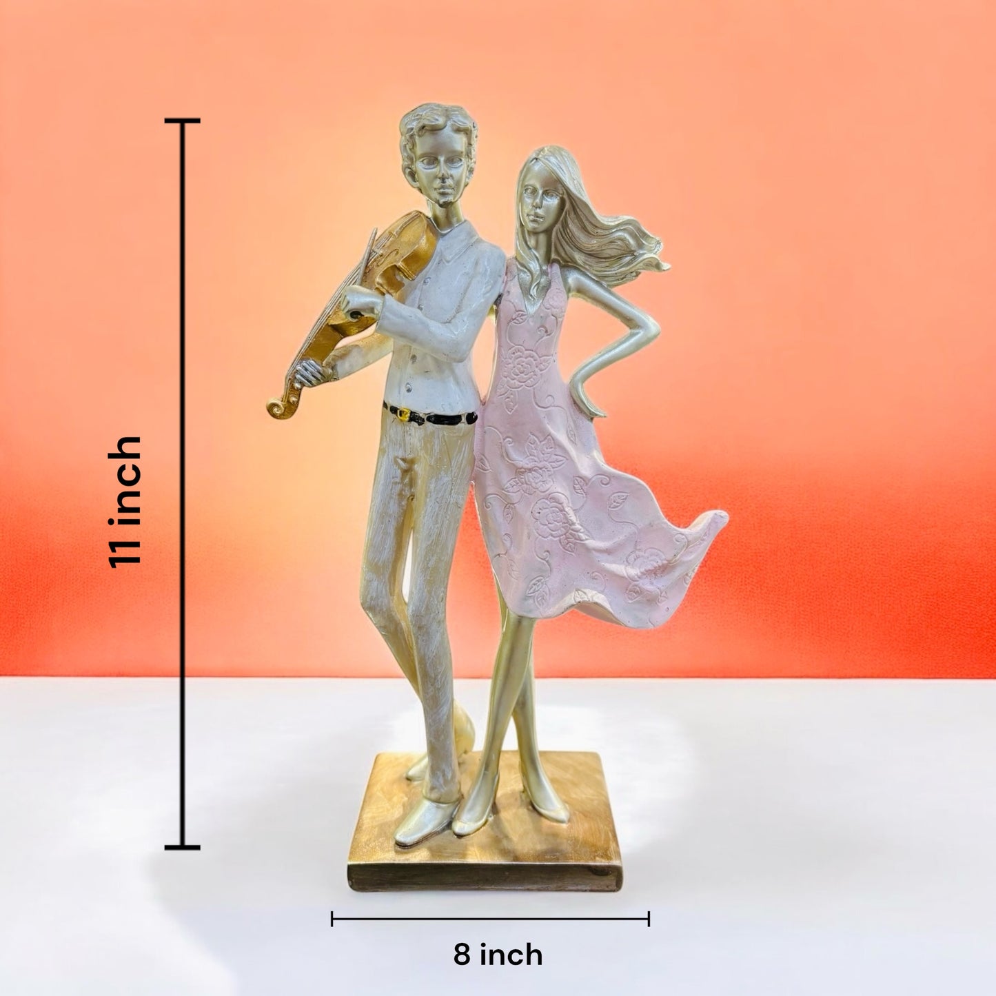 Melody of Love: Decorative Couple Sculpture with Violin Accent