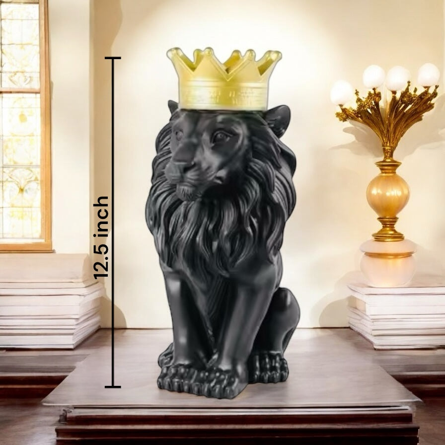 Royal Lion Crown Tabletop Decorative showpiece - Black