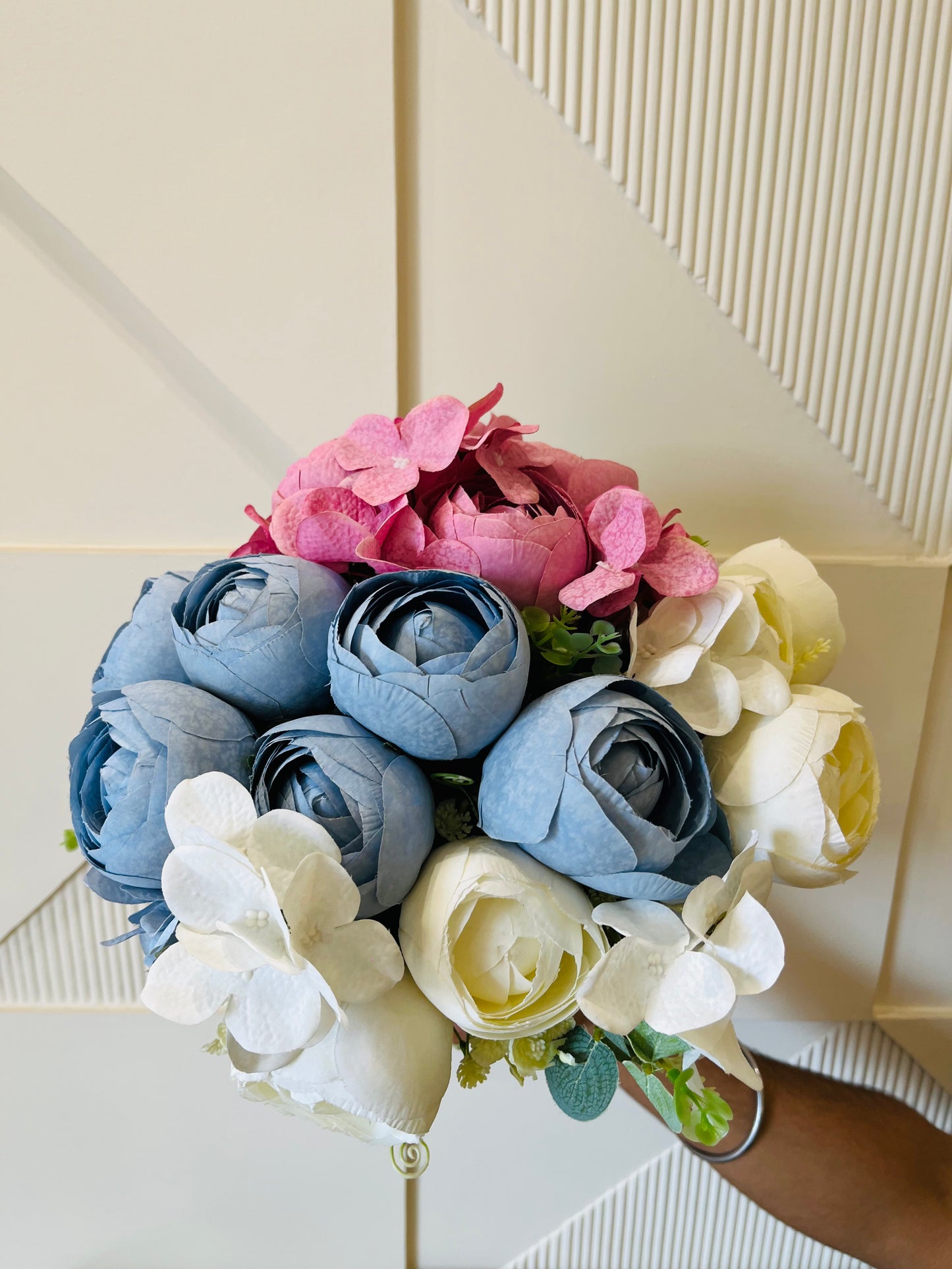 Artificial Peonies Rose Flower Bunch for Table Vases (Pack of 3 Stems)