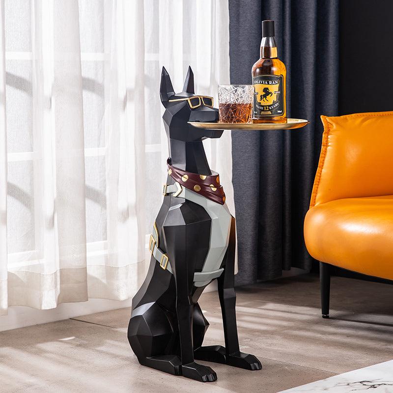 Luxury Doberman Butler Statue (Black)