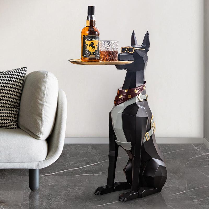 Luxury Doberman Butler Statue (Black)