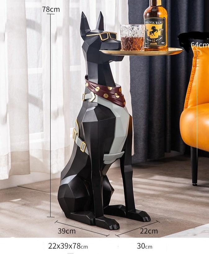 Luxury Doberman Butler Statue (Black)