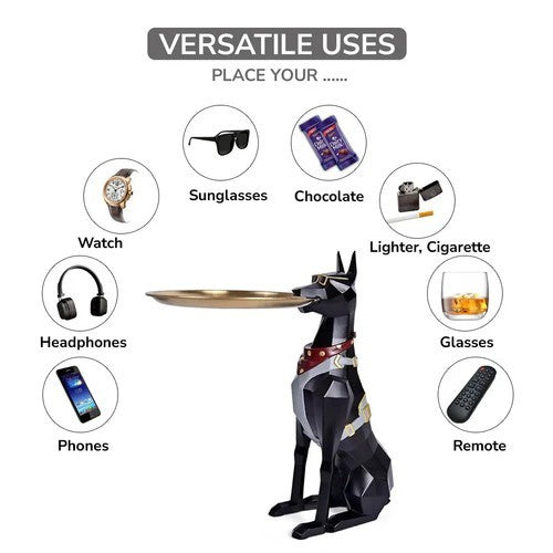 Luxury Doberman Butler Statue (Black)