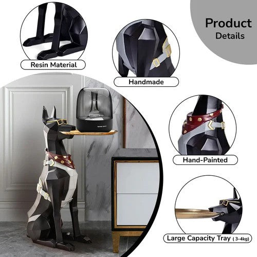 Luxury Doberman Butler Statue (Black)