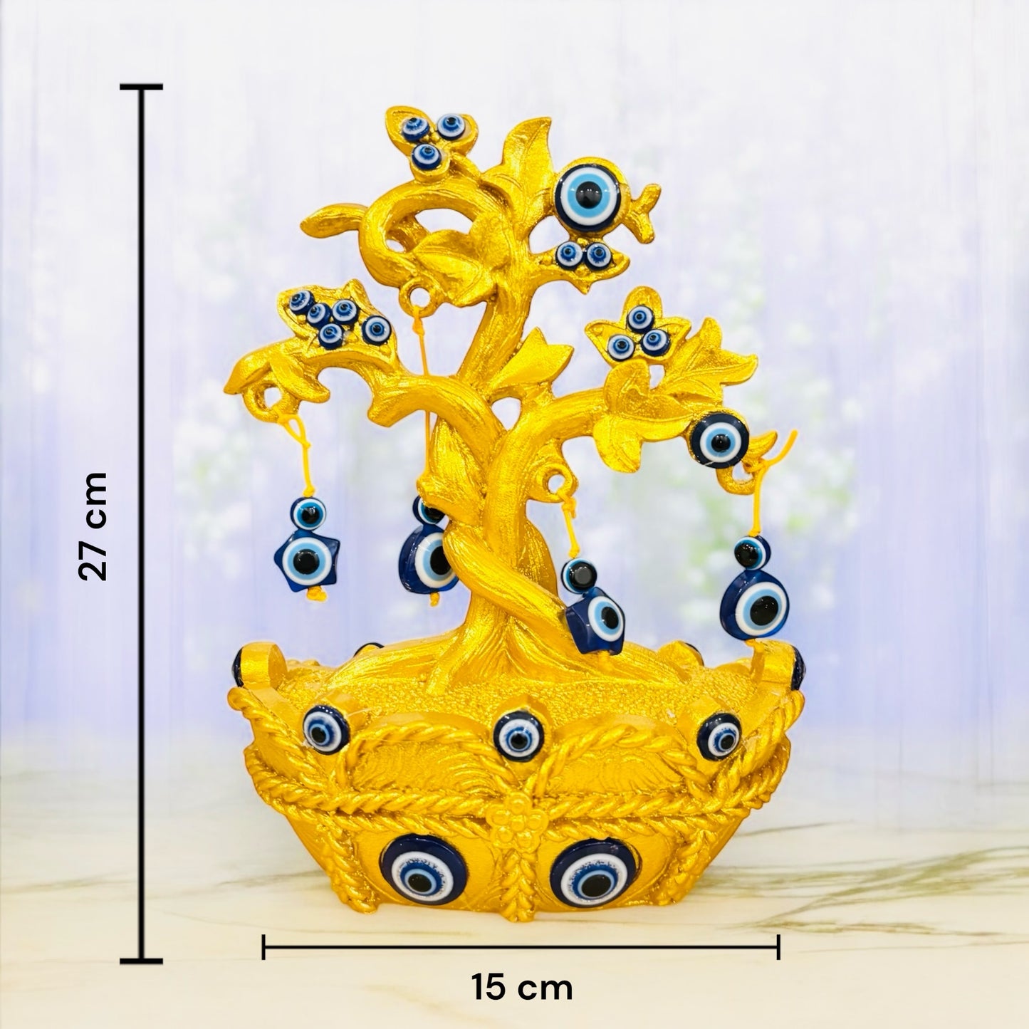 Golden Evil Eye Tree: Protection & Prosperity Ideal for Home Decor