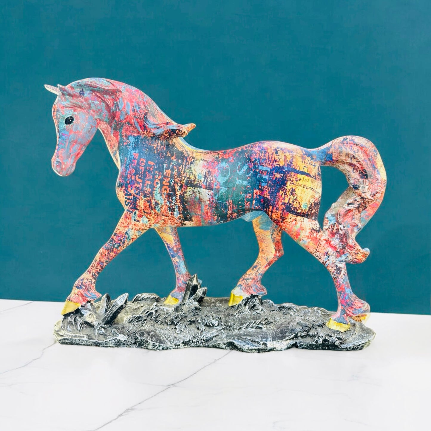 Vibrant Abstract Horse Sculpture for Table Decor and Home Decor