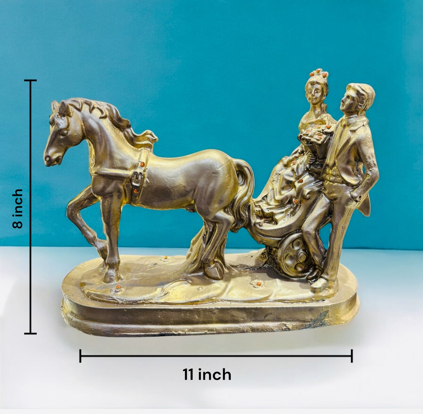 Romantic Carriage Ride: Couple and Horse Showpiece