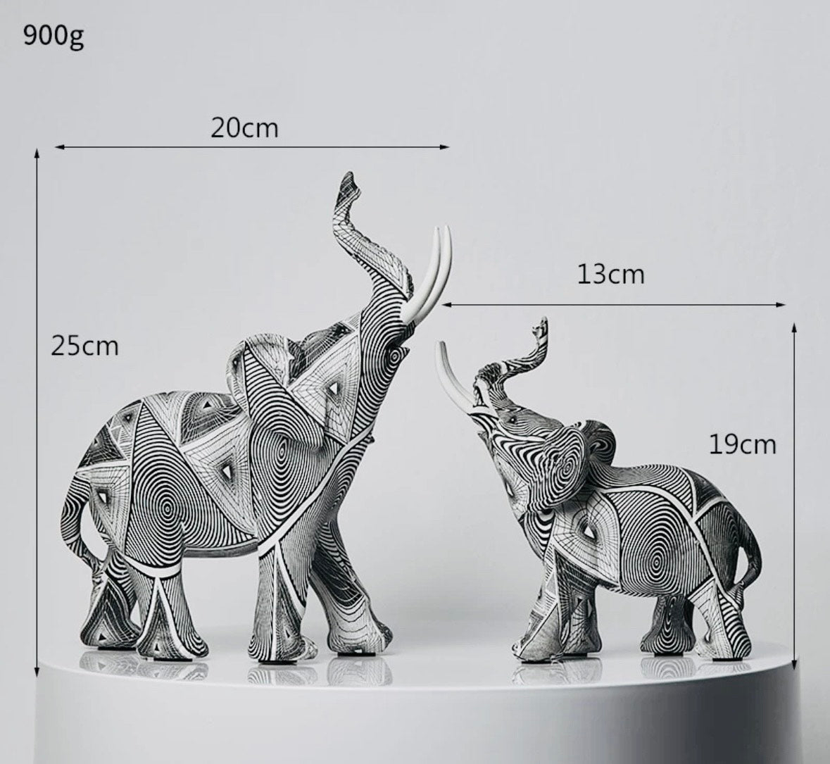 Grey and Black Elephant Set Table Decorative Showpiece