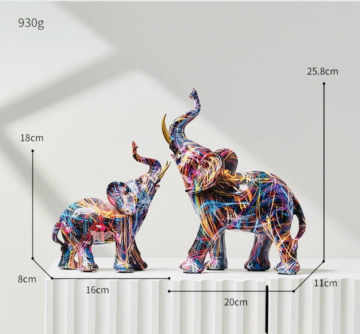 Multicolor Pop Art Elephant Set Table Decorative Showpiece