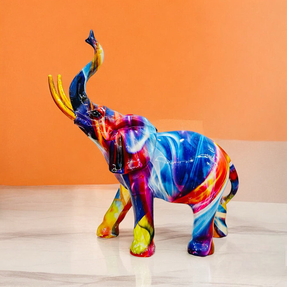 The Jaipur Royal Multicolor Pop Art Elephant Table Decorative Showpiece (Small)