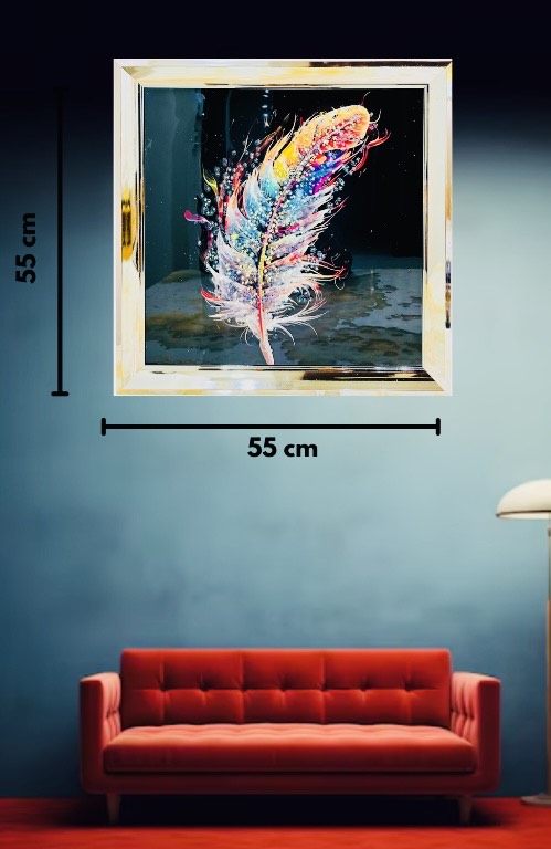 Graphic peacock's feather crystal glass painting